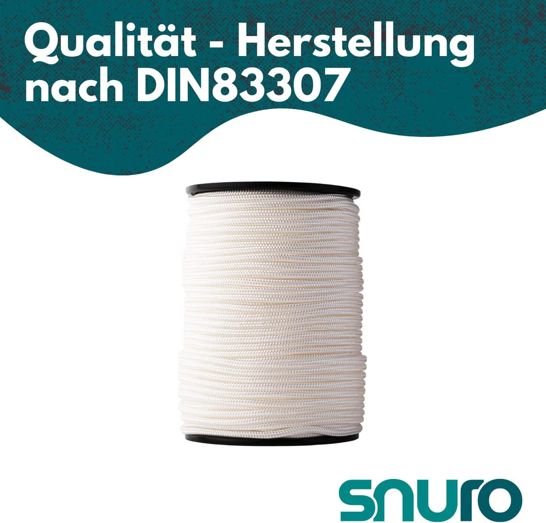 SNURO Nylon Seil (5mm, 100M, weiss) - Paracord Schnurr mit starkem Nylon Material - Reissfeste Parac