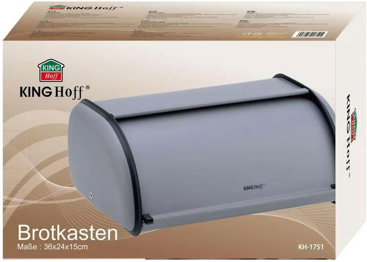 KING HOFF Brotkasten Brotbox Brotbehälter Brotdose (Grau, Kleine 36cm x 24cm x 15cm.) Grau Kleine 36