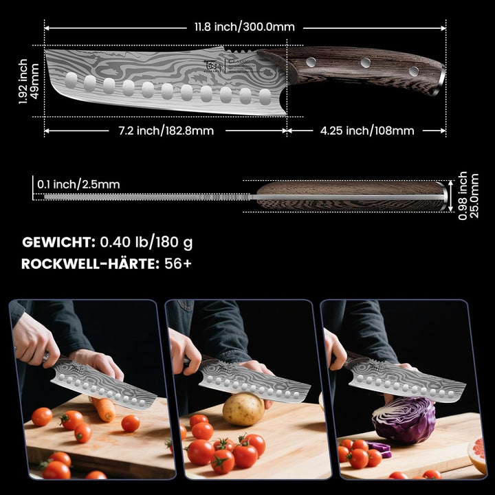 SYOKAMI 18,3 cm Kochmesser, grosses Gemüsemesser im japanischen Stil, rasiermesserscharf für präzise