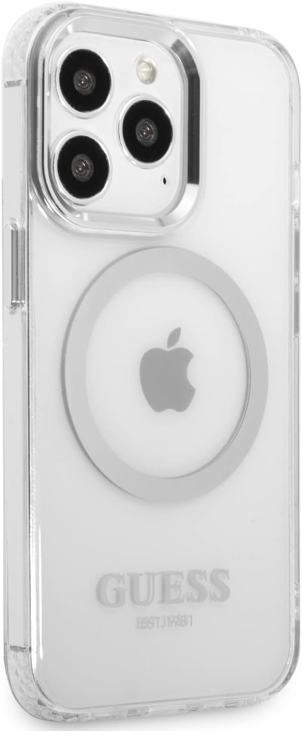 Guess GUHMP13LHTRMS Hülle für iPhone 13 Pro / 13 6,1" Silber/Silver Hard case Metal Outline