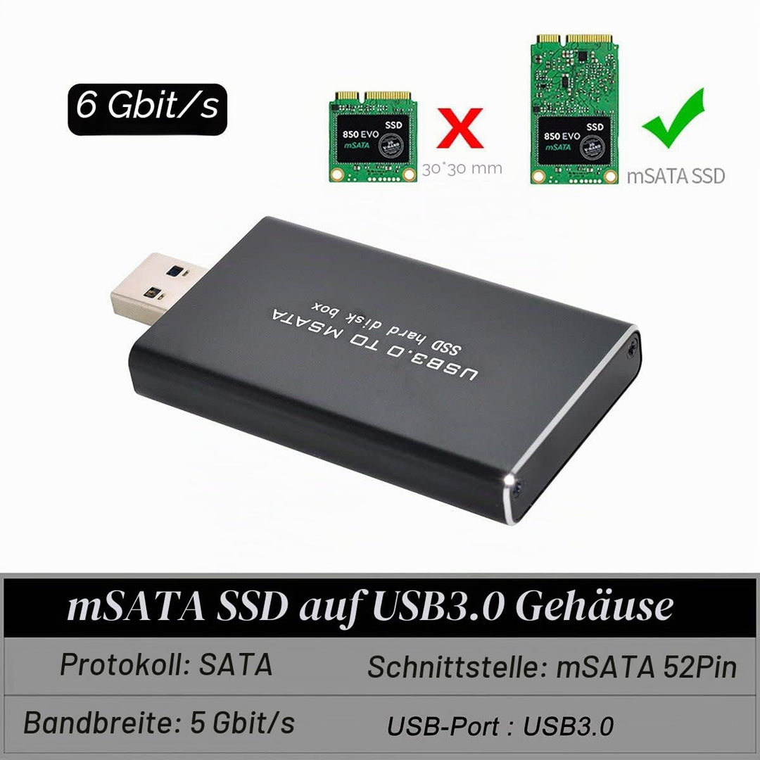 Cablecc Mini-PCI-E mSATA auf USB 3.0 Externe SSD PCBA-Konverter/Adapterkarte mit Gehäuse MSATA TO US