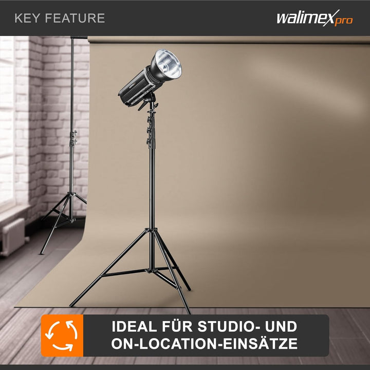 Walimex pro AIR 380 Deluxe Lampenstativ 380cm - Lichtstativ mit Luftfederung, Höhe max 380cm, 15 kg