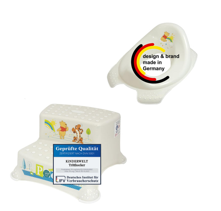 KiNDERWELT Töpfchen Set - für Kleinkinder, Topf, WC Aufsatz, Hocker, Windeleimer (2er Set mit 2-stuf