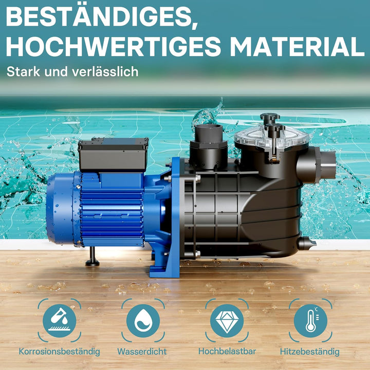 Pool Pumpe 26400 l/h 2200 W Schwimmbadpumpe Filterpumpe Umwälzpumpe Pool