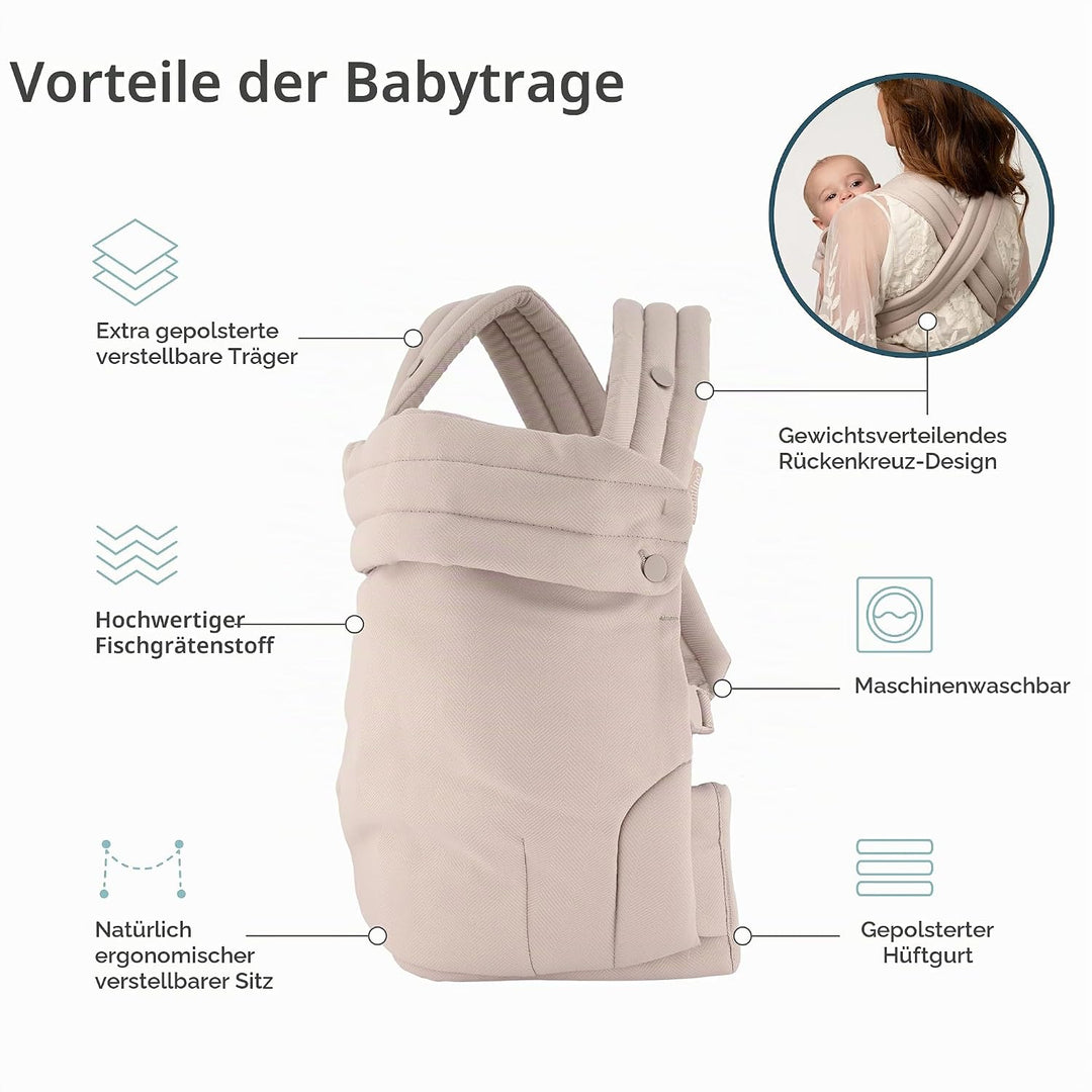 Infantino Honey Blossom Babytrage, Ergonomisch, M-Position, Gleitsitz, Kreuzträger, 3,2–18,1 Kg, Toa