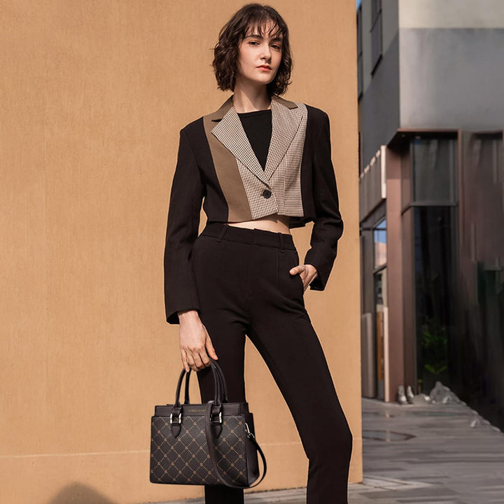 NICOLE &amp; DORIS Handtasche Damen Mittelgross Frauen Umhängetasche Elegant Schultertasche PU Leder Hen