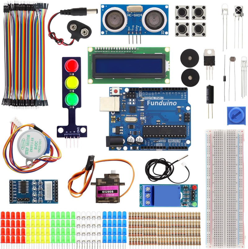 Funduino Starter Kit UNO R3 Basic, 100% kompatibel zu Arduino, mit deutschsprachigen Anleitungen, um