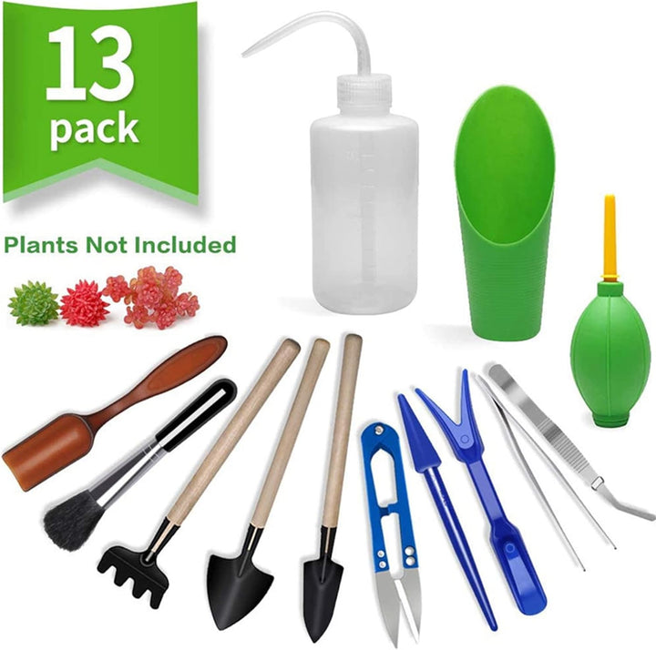 Mini Pflanzen Werkzeug Set,13 Stück Mini-Gartengeräte-Set Mini-Gartenhandtransplantation Sukkulente