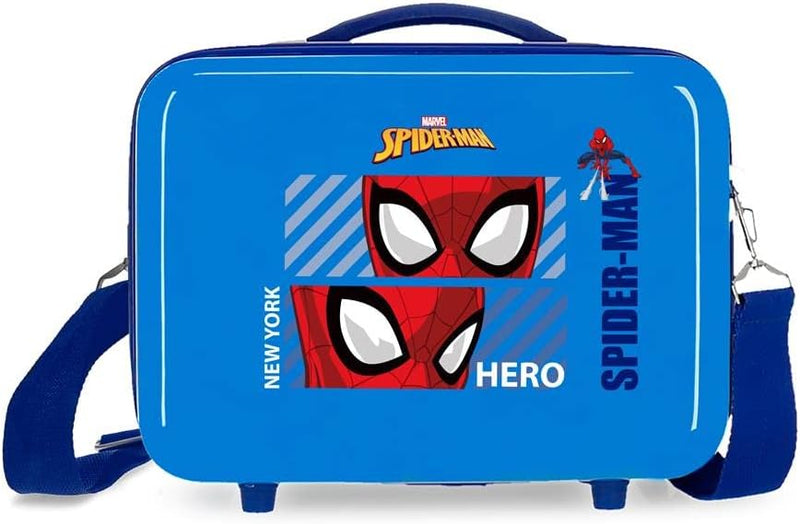 Marvel Spiderman Hero Kulturbeutel, anpassbar, mit Schultertasche, Blau, 29 x 21 x 15 cm, starr, ABS