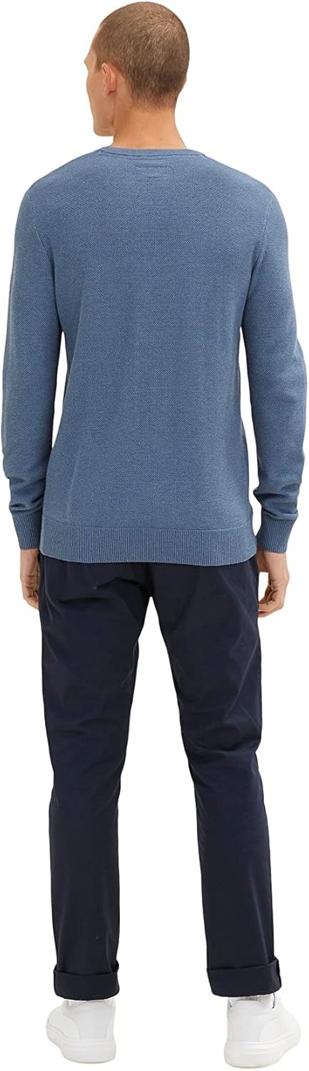 TOM TAILOR Herren Pullover XL 30278 - China Blue Melange, XL 30278 - China Blue Melange
