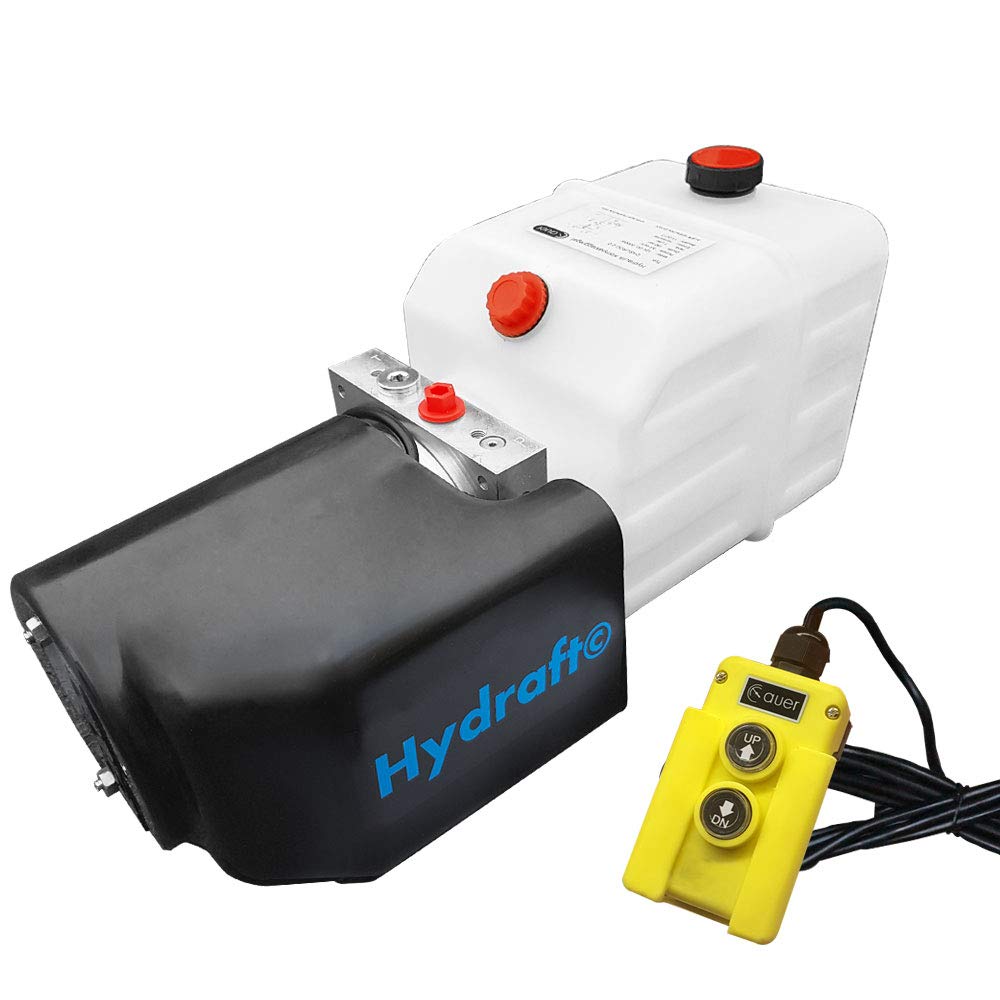 Hydraulikaggregat Hydraft, Hydraulikpumpe 12 V 180 bar 2000 Watt mit 4 Liter Tank und Kabelfernbedie