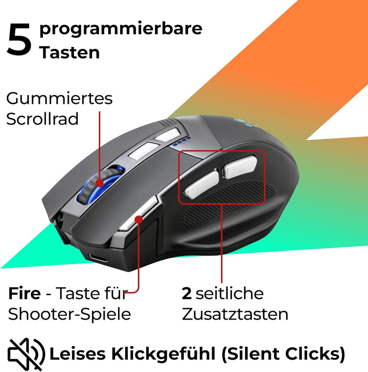 Defender Knight GM-885 Kabellose Gaming Maus, RGB Beleuchtung, 3200 DPI, 400 mAh Akku, 7 programmier