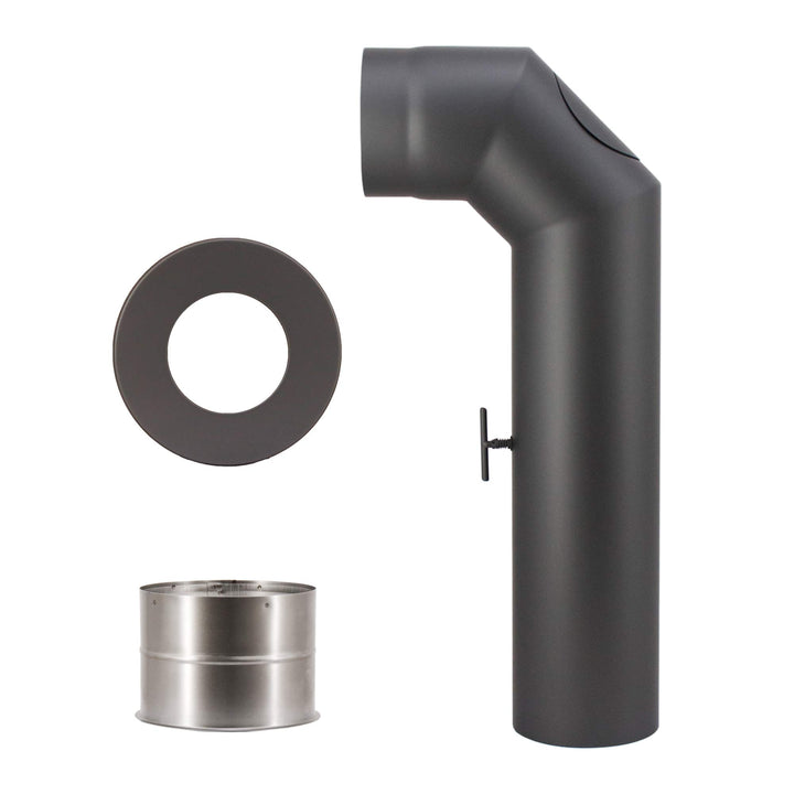 LANZZAS Ofenrohr Set 2x 45° Grad kurz, im Durchmesser, DN Ø 150 mm, Farbe: gussgrau - weitere Rohre