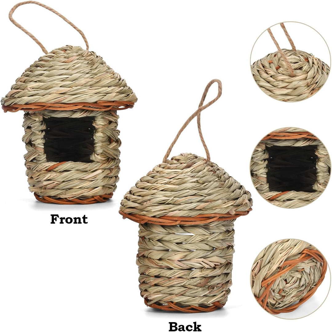 2 Stück Grass Bird Nest, Handgewebte Vogelhäuser, Wear-Resistant Hanging Bird Nest, Geeignet für Kol