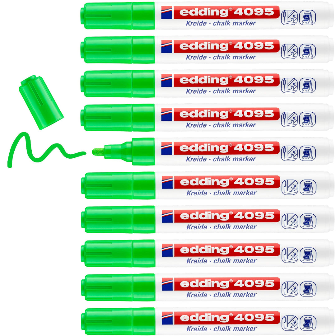 edding 4095 Kreidemarker - hell-grün - 10 Kreidestifte - Rundspitze 2-3 mm - Kreidestift für Tafel a