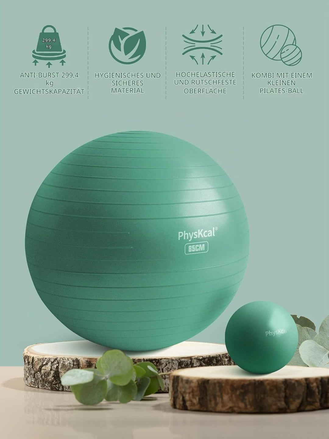 Gymnastikball und 23 cm Pilatesball Set, Anti Burst Gymnastikball, Anti-Rutsch-Sitzball, Balanceball