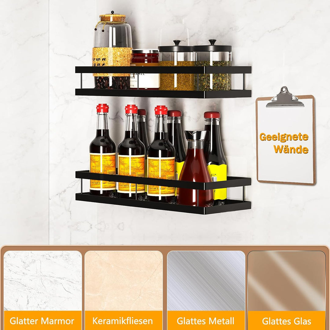 Duschablage ohne Bohren, 2 Stück Badezimmer Organizer, Rostfreie Duschregal Schwarz Badregal Shampoo
