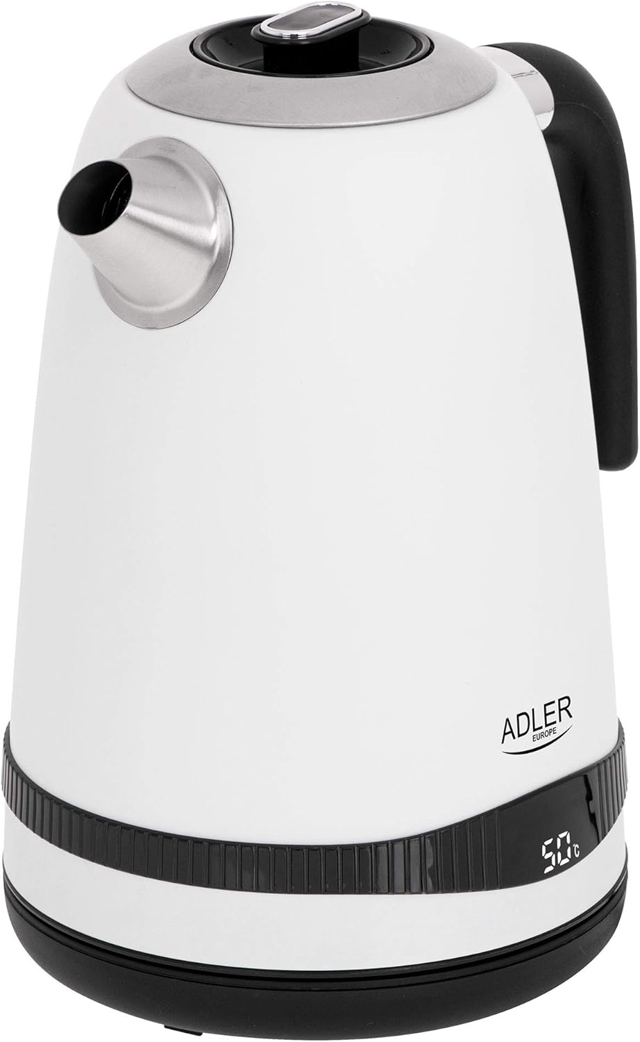 Adler AD 1295w Wasserkocher weiss seidenmatt 1,7 Liter mit LCD-Anzeige und Temperaturregelung 2200W