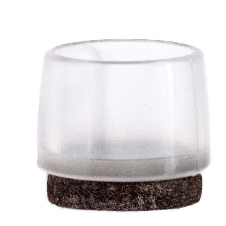 Adsamm® / 32 x Stuhlbeinkappen mit Filz / Transparent / Ø 19 - 20 mm / rund / Filz-Möbelgleiter für