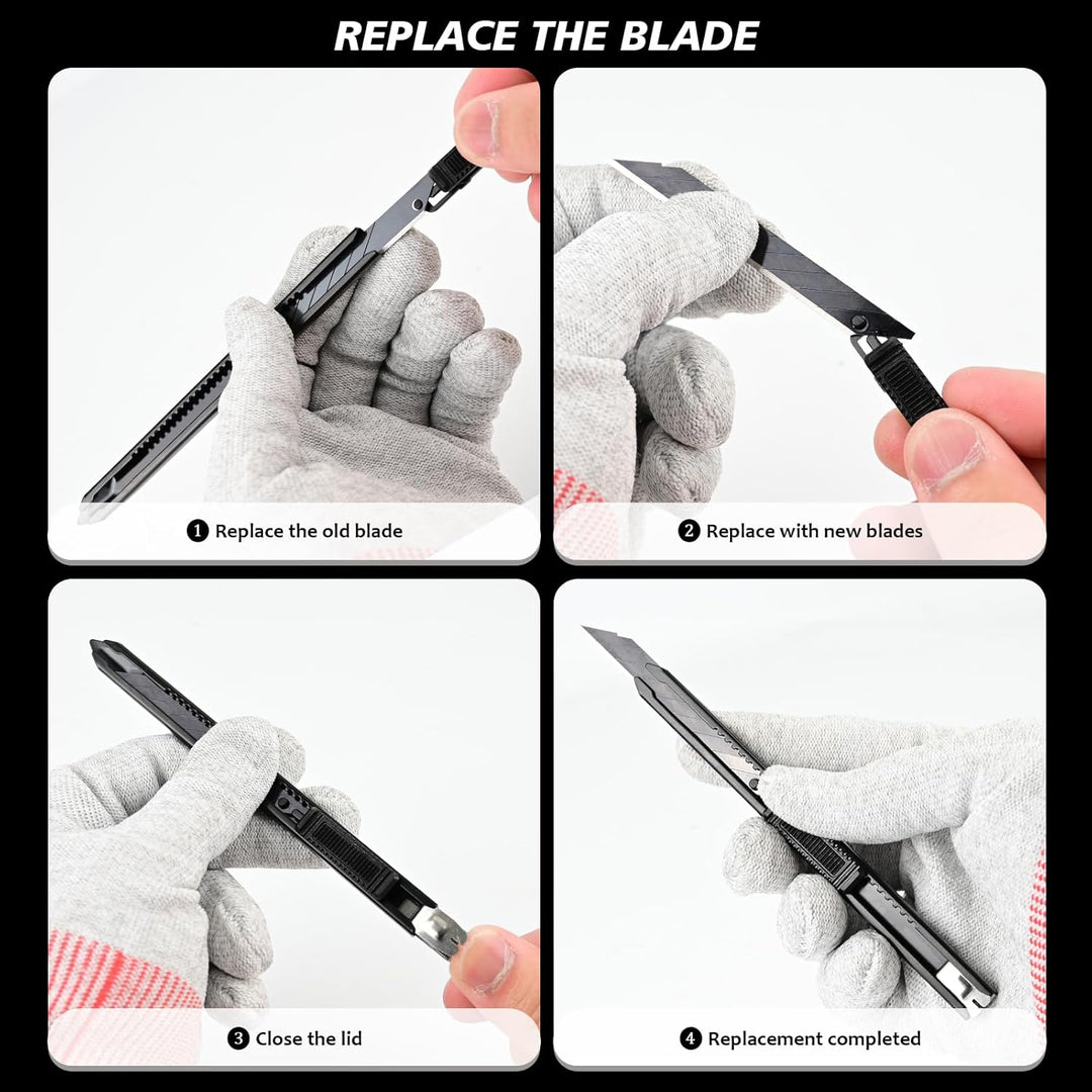 EHDIS Kit Cuttermesser mit Kingen von einem Rostschutz-Ölfilm beschichtet - 3 Stück Cuttermesser 9mm