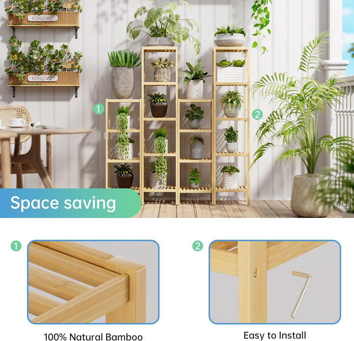 SMIBUY Badezimmer-Aufbewahrungsregal, 4 Ebenen, Bambusregal, Organizer, multifunktionales Regal für