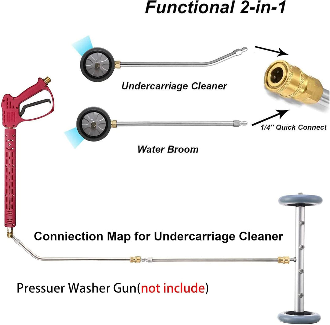 SUIXI Hochdruckreiniger Unterbodenreiniger, 40 cm, Wasserbesen für Unterboden Autowäsche mit 3 Verlä