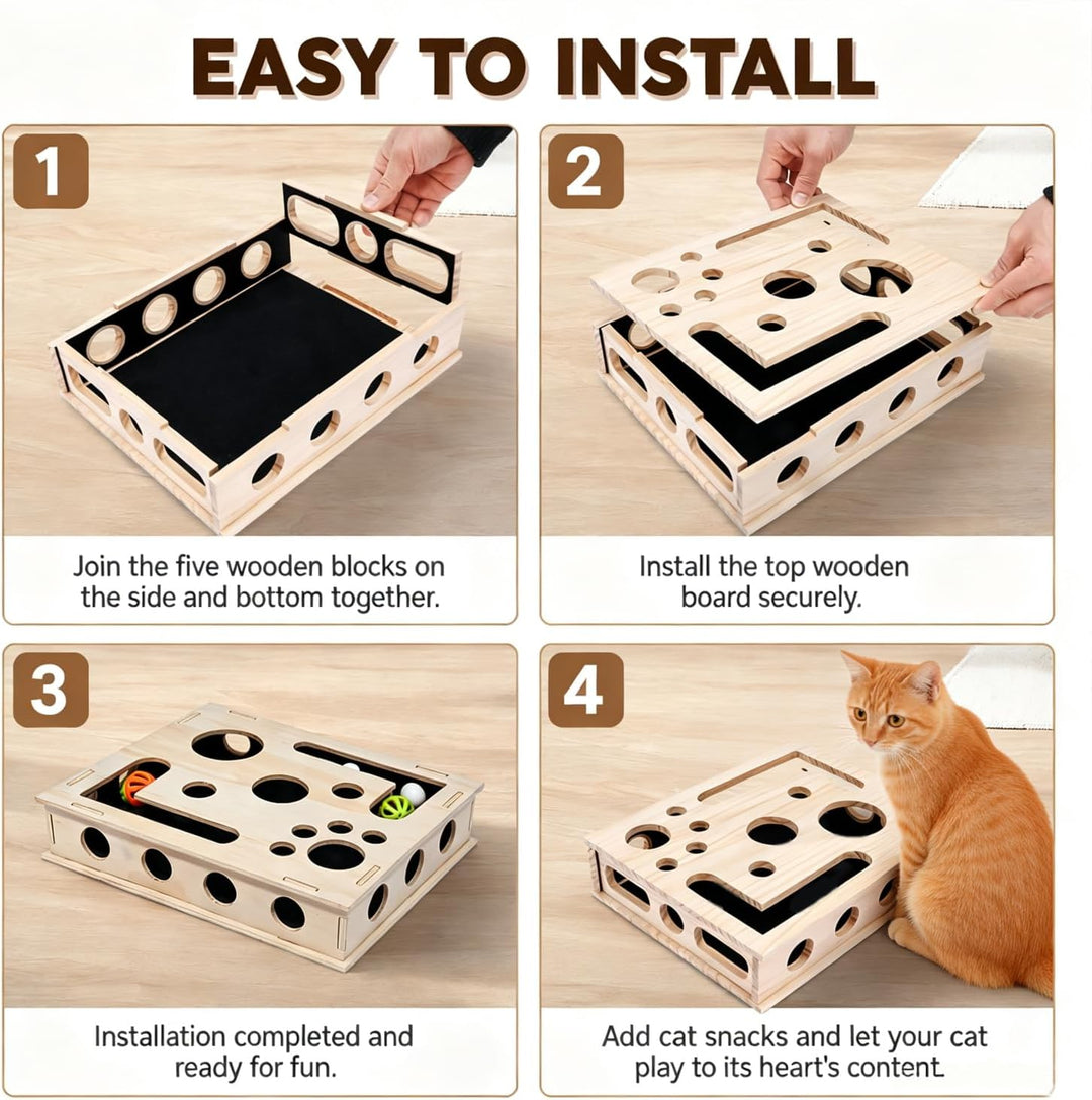 Katzenkratzpuzzle Anreicherungsbox 30X25CM, Interaktives katzenspielzeug Selbstbeschäftigung, Kratzp