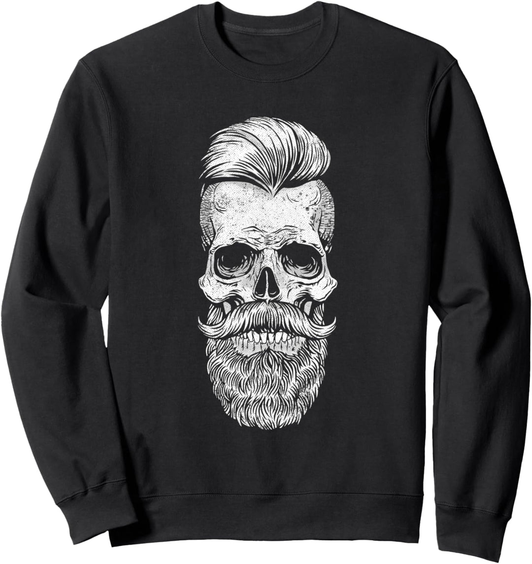 Funny Vintage Hipster Bearded Skull. Beard Lover Sweatshirt