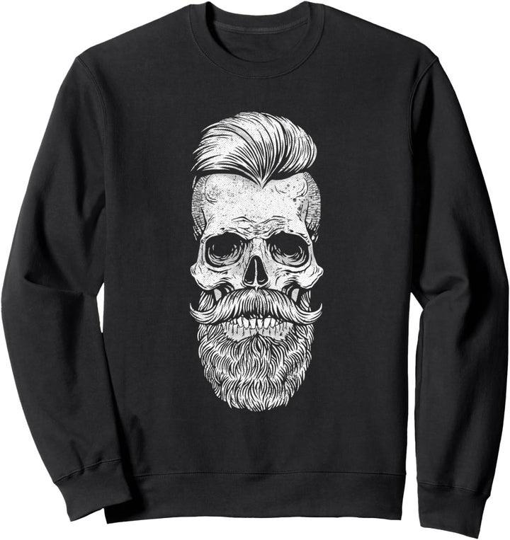 Funny Vintage Hipster Bearded Skull. Beard Lover Sweatshirt