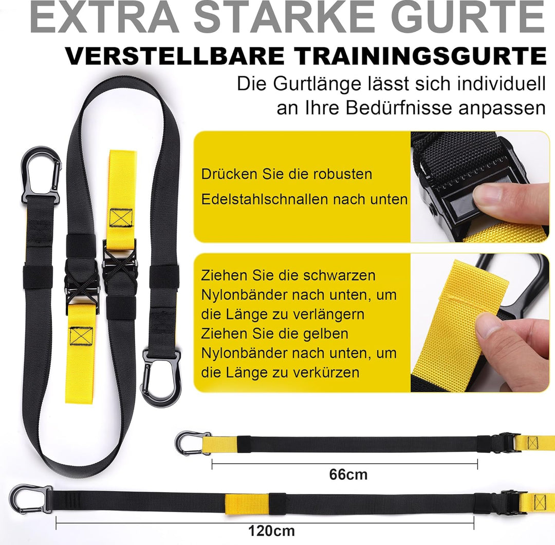Schlingentrainer für Zuhause, Sling Trainer Set für Ganzkörpertraining mit Türanker, Verstellbaren T