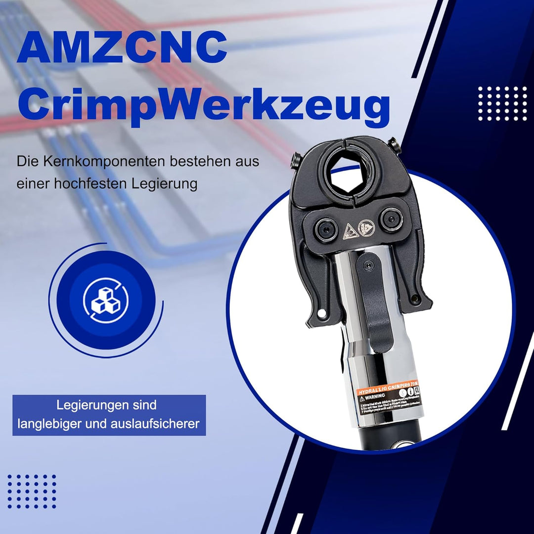 AMZCNC Profi Presszange (hydraulisch) Presswerkzeug TH-Kontur 16-20-26-32 Set Presswerkzeug HPZ mit