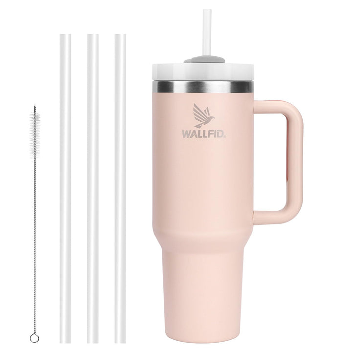 WALLFID 40oz Thermobecher aus Edelstahl, Vakuum-Isoliert mit Deckel, 3 Strohhalmen und 1 Strohhalm B