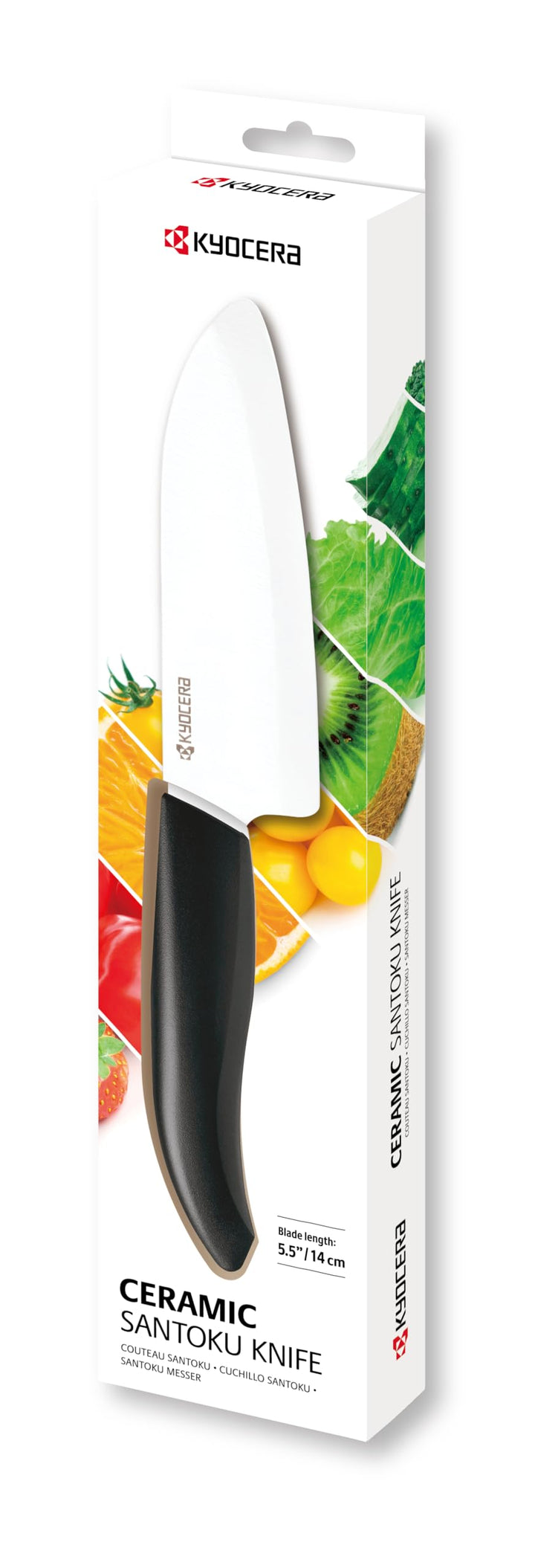 Kyocera Santoku Messer aus bruchfesterer, korrosionsfreier Zirkonia-Hochleistungskeramik (Z206). Ext