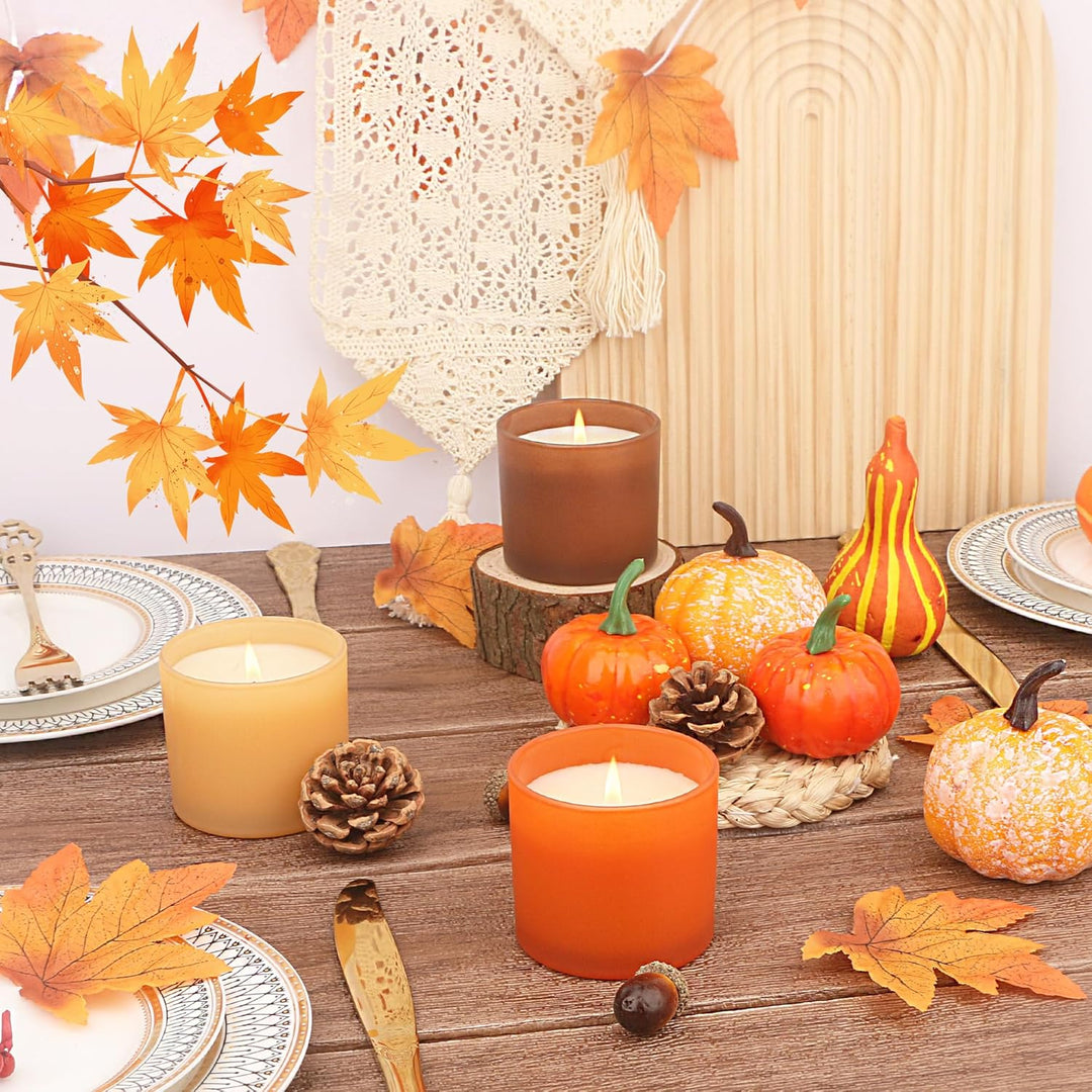 MILIVIXAY 20 Stück 118 ml Herbstkerzengläser mit Deckel und Kerzenherstellungs-Kits – Grosspackung k