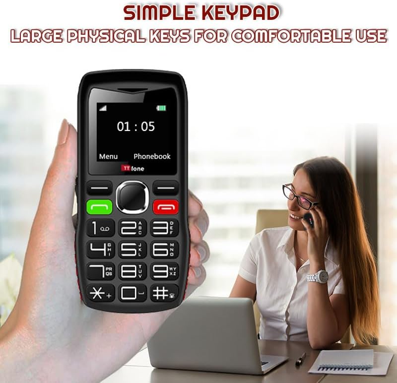 TTfone Seniorenfreundliches Mobiltelefon mit grossen Tasten und Notfallknopf, TT880 (mit Netzladeger