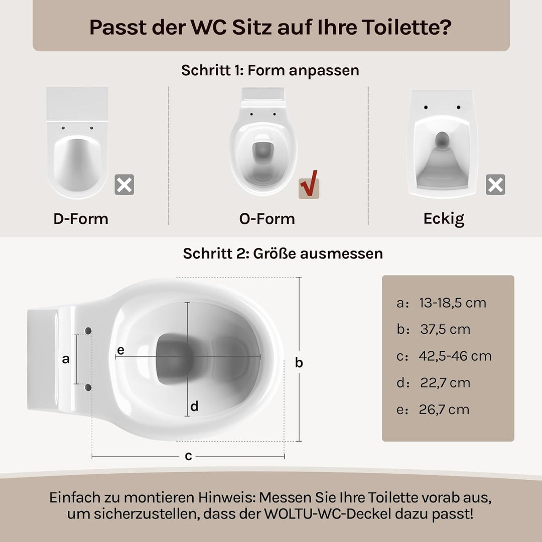 WOLTU Toilettendeckel mit Absenkautomatik Holz, Toilettensitz Klodeckel Klobrille WC Sitz O-Form mit