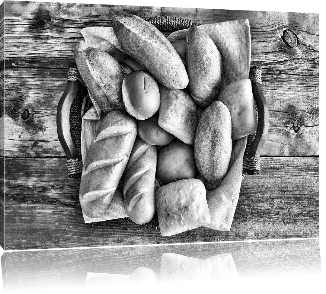 Pixxprint Brot Frühstück Weizen / 100x70cm Leinwandbild bespannt auf Holzrahmen/Wandbild Kunstdruck