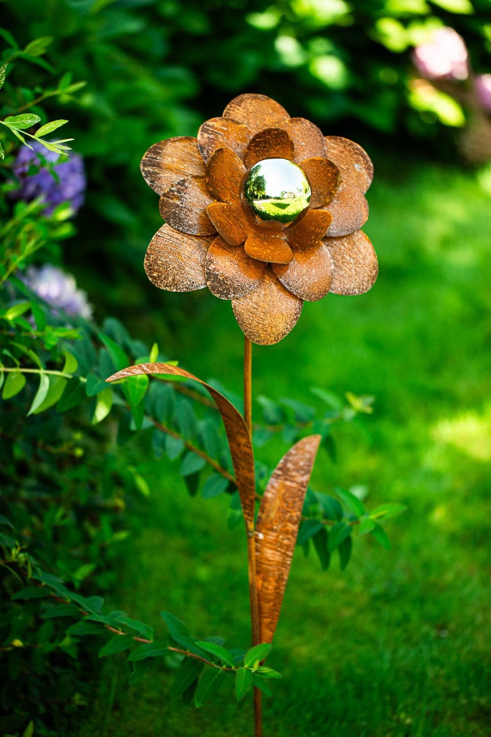 Bornhöft Gartenstecker Blume Metall Gartendeko Rost Edelrost rostiger Beetstecker 110cm Deko Rostfig