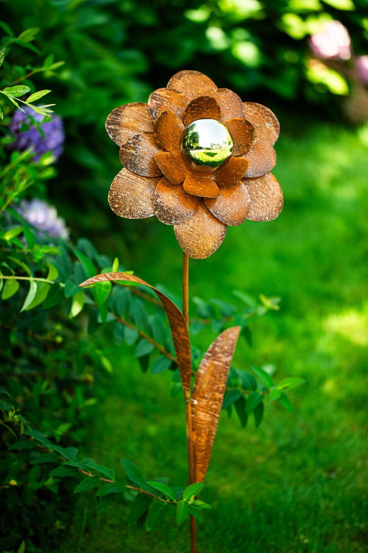 Bornhöft Gartenstecker Blume Metall Gartendeko Rost Edelrost rostiger Beetstecker 110cm Deko Rostfig