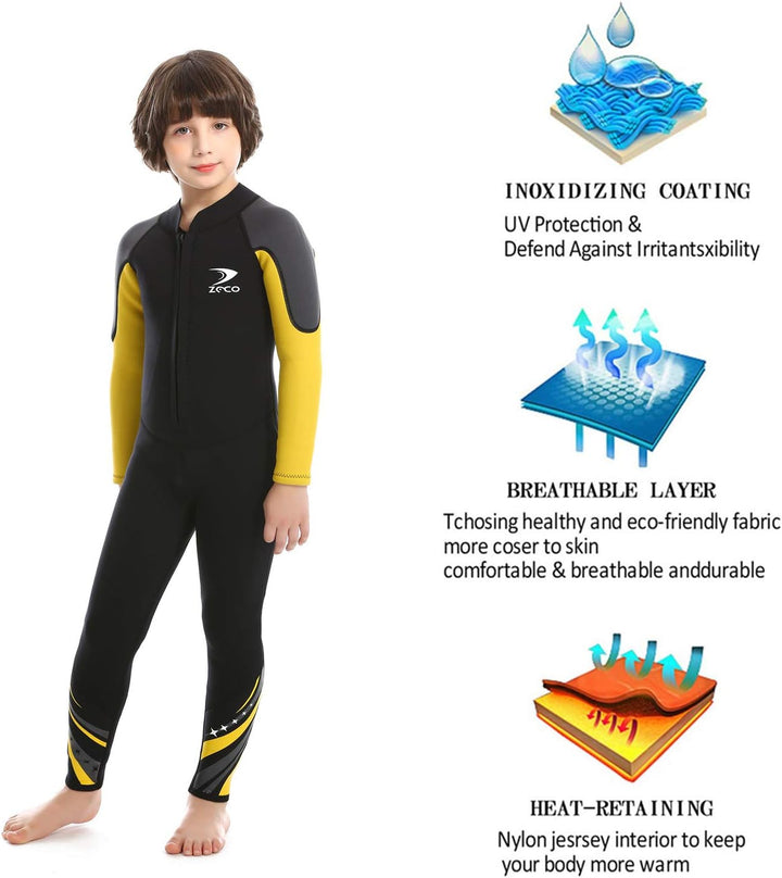 ZCCO Kids Neoprenanzug, 2,5 mm Neopren-Thermo-Badeanzug, Jugend-Badeanzug für Jungen und Mädchen Wär