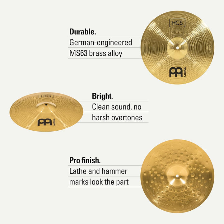 Meinl Cymbals HCS Hihat 14 Zoll (Video) Schlagzeug Becken – Paar – (35,56cm) Messing, Traditionelles