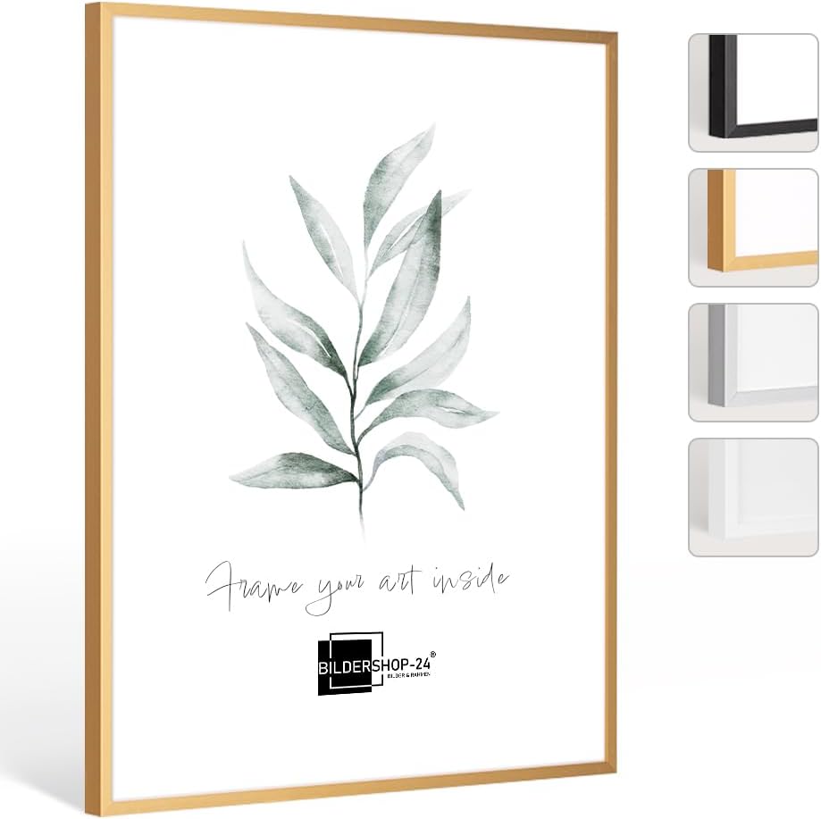 Bildershop-24 Bilderrahmen Milano Aluminium Alubilderrahmen 33 x 95 cm Gold Fotorahmen, Wechselrahme