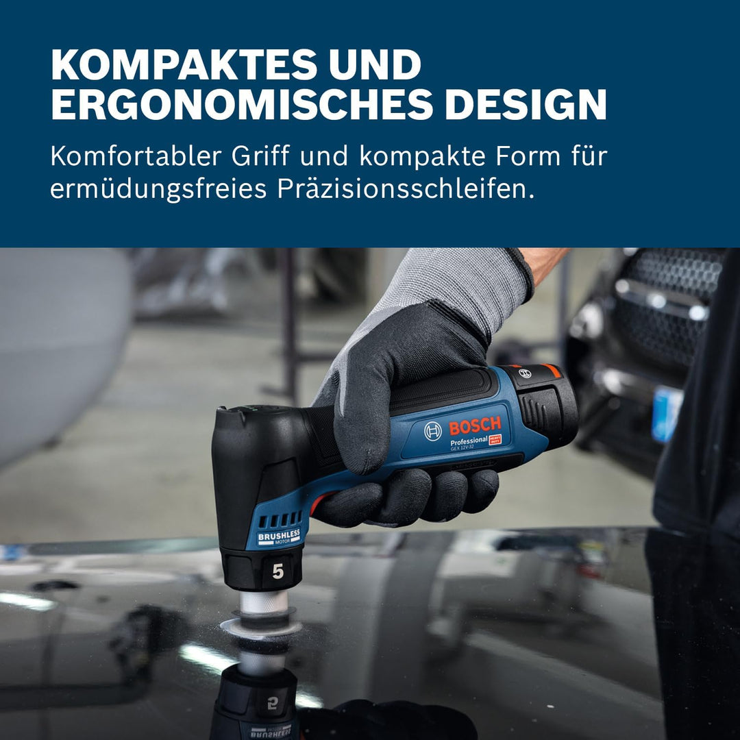 Bosch Professional 12V System Akku-Exzenterschleifer GEX 12V-32 (inkl. montiertem 32 mm Klett-Schlei