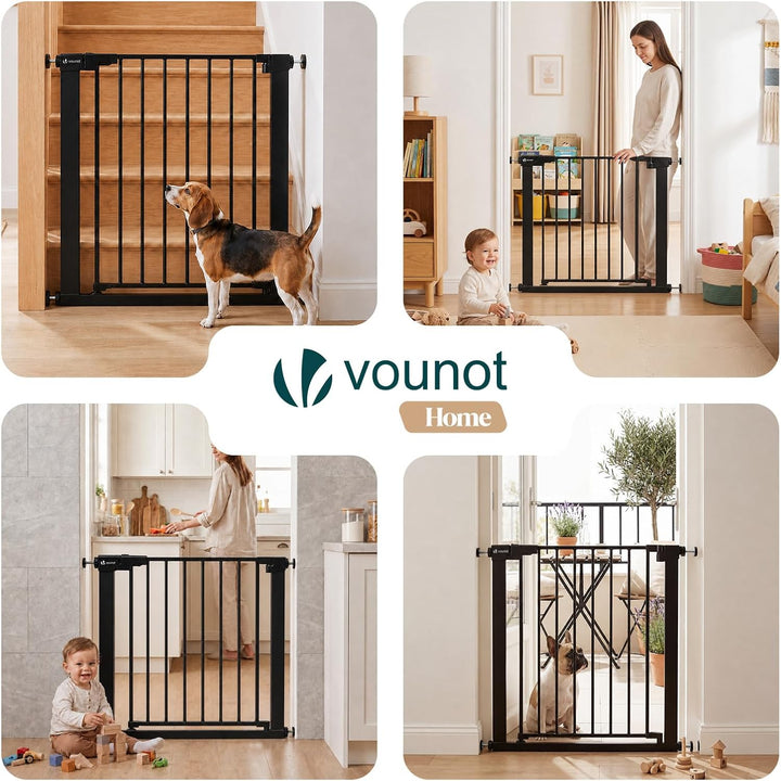 VOUNOT® Treppenschutzgitter ohne Bohren 75-82 cm, Metall Treppengitter Türschutzgitter für Kinder un