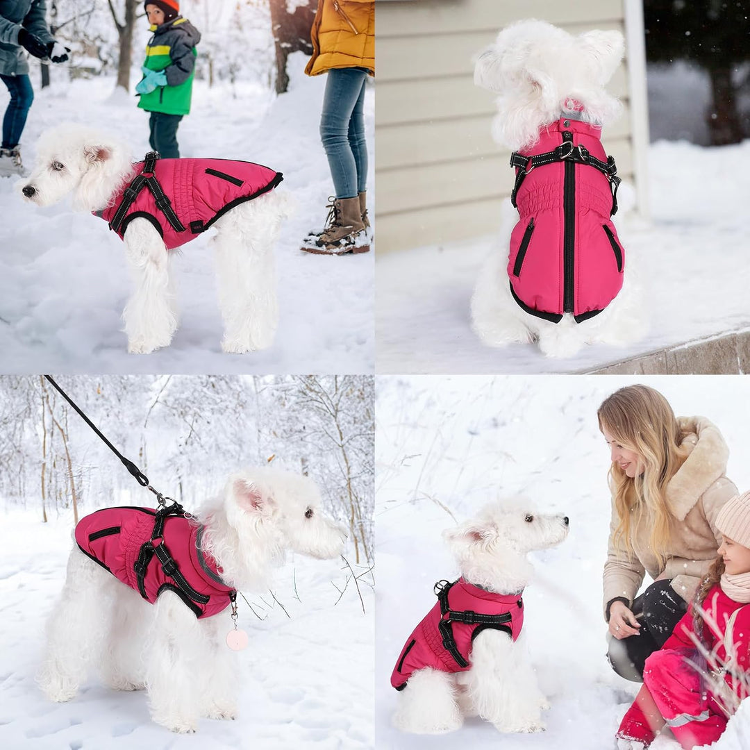 Hundemantel mit Geschirr wasserdichte Hundejacke, Gepolsterte Hundeweste Reflektierende Hundekleidun