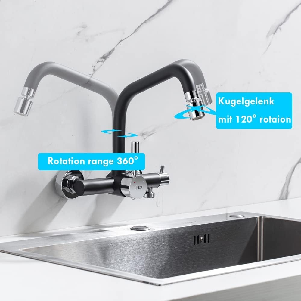 ONECE Wandarmatur Küche mit 3/4 Zoll Anschluss für Geschirrspüler/Waschmaschine, Küchenarmatur Wandm