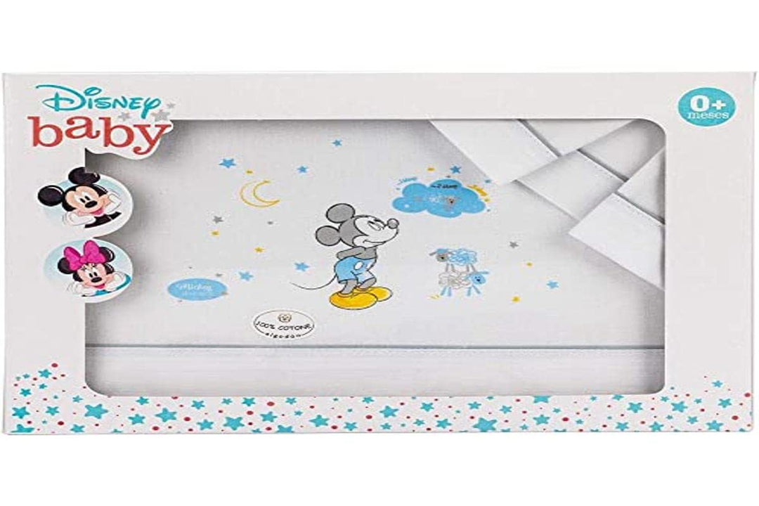 Interbaby MK006-18 3Stück Bettwäsche Wiege Disney Mickey Mouse Weiss/Grau, grau, 180 g