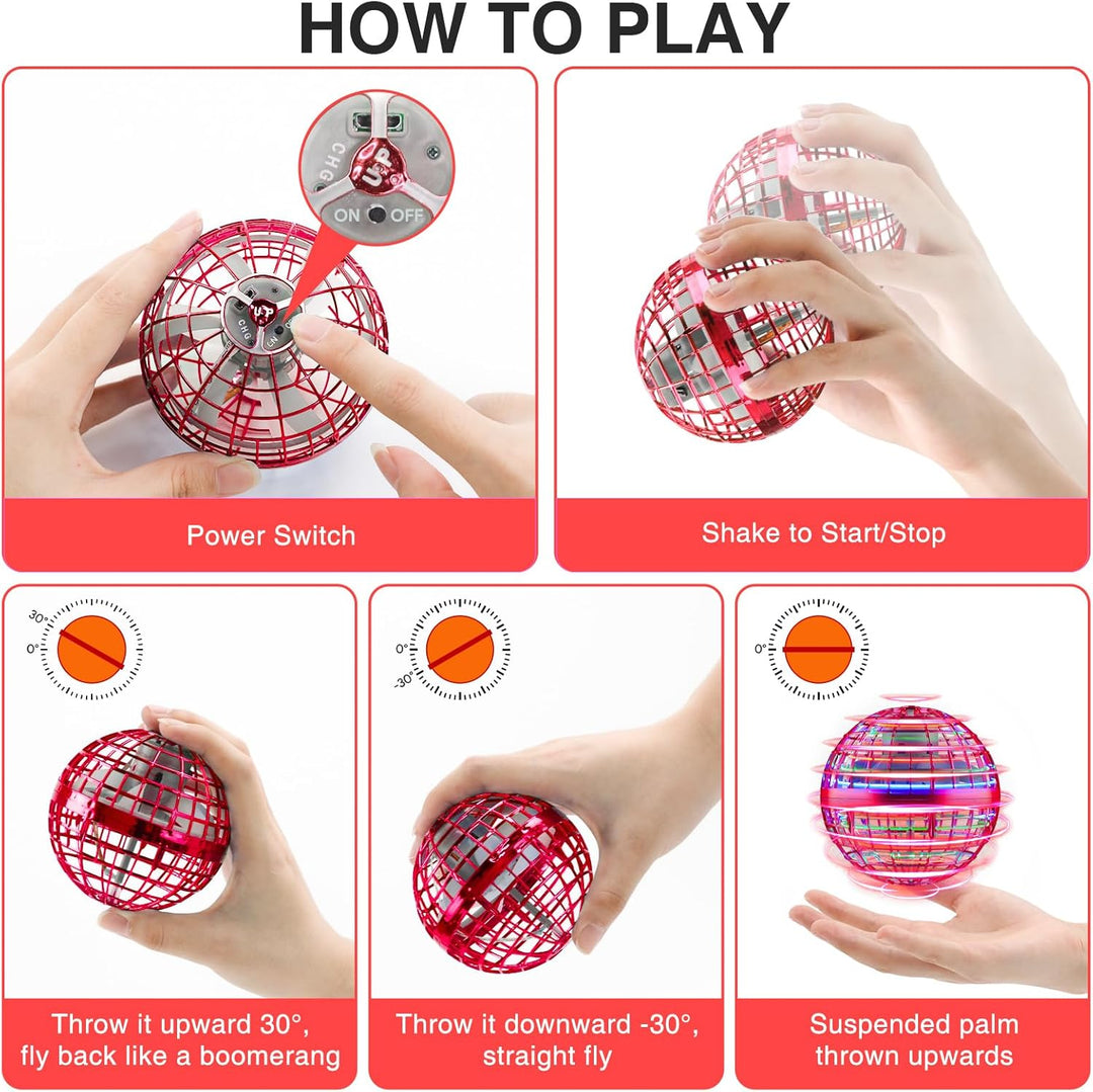 Airabc Fliegender Ball,Magic Flying Orb Ball,Hand Controlled Hover Ball Schwebender Ball mit LED Lic