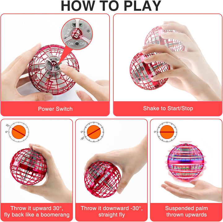 Airabc Fliegender Ball,Magic Flying Orb Ball,Hand Controlled Hover Ball Schwebender Ball mit LED Lic