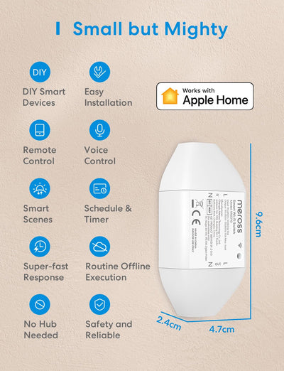 Meross WLAN Schalter funktioniert mit Apple HomeKit, Smart Switch Fernbedienung mit Siri, Google Ass